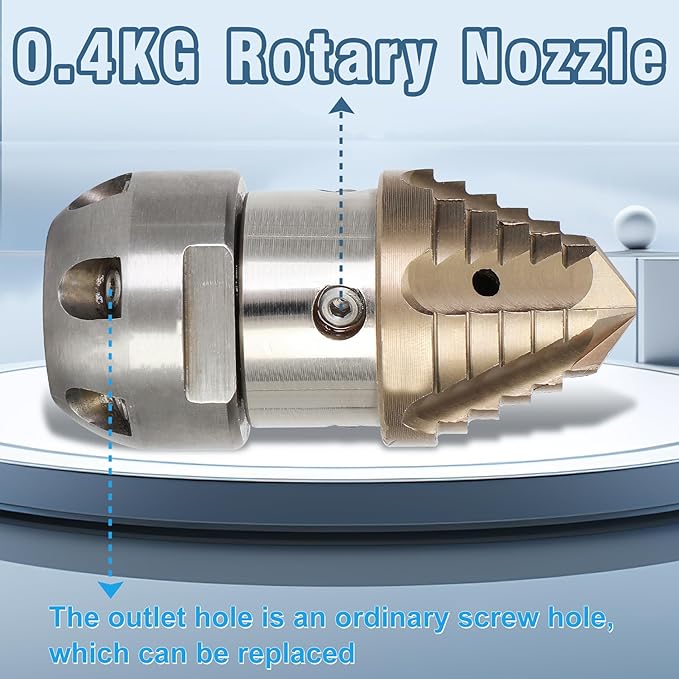 Anrain 3/8 Sewer Jetter Nozzle for 40 L/min Pressure Washer, 360 Degree 3/8 NPT Sewer Jetter Rotating Nozzle, Stainless Steel, for Vehicle Cleaning, Industrial Equipment Cleaning, 2-Year US Warranty
