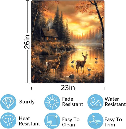 Autumn Deer Lake Forest Dishwasher Magnet Cover for The Front Magnetic Dishwasher Door Covers Dish Washer Sticker Wrap Home Decorative Appliances Panel Decal Kitchen Decor 23" x 26" (Magnetic)