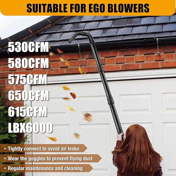 Zipcase Gutter Cleaning Kit - 9.25 ft Safe, with 360° Adjustable Nozzle, Ground-Level Leaf Blower Gutter Attachment Compatible with EGO 530CFM / 580CFM / 575CFM / 650CFM/ 615CFM/LBX6000 Leaf Blowers