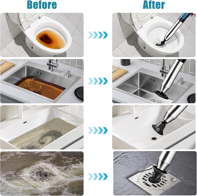 Electric Toilet Plunger Clog Remover: High Pressure Air Drain Blaster Clog Remover for Bathroom Bathtub Floor Drain Clogged