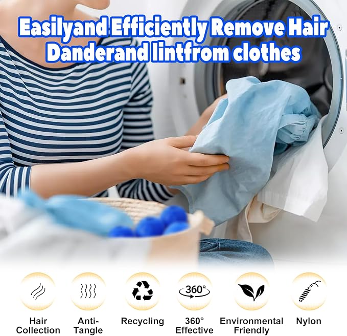 Pet Hair Remover for Laundry, Reusable Dog & Cat Hair Remover Tool, Effectively Removes Pet Hair, Lint and Dander from Bedding and Clothing, Suitable for Washing Machines, Dryers -12PCS - Image 5