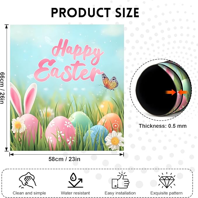 NYZE Easter Dishwasher Magnets Cover, Bunny Dishwasher Magnetic Sticker Decorative, Reusable Dish Washer Cover for Dishwashers (Happy Easter)