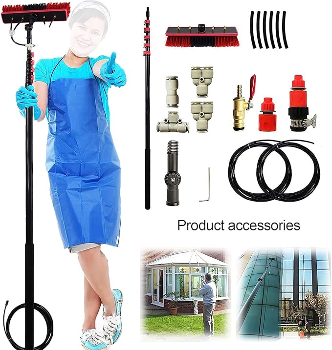 9m Telescopic Car Wash Brush - Solar Panel & Vehicle Cleaning Tool with 55cm Head, Universal Window Cleaner for Efficient Outdoor Maintenance