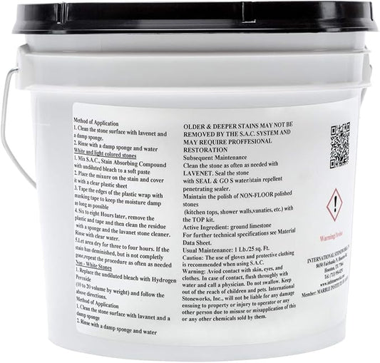 SAC Poultice Powder (6 Lb) Designed to eliminate stains such as coffee, tea, oil, grease, butter and other non-acid stains from marble, granite, limestone, travertine & other porous natural stones
