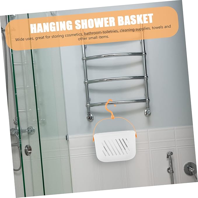 Cabilock Shower Organizer Plastic Bathroom Hand Basket Hanging White Plastic Hanging Basket Bath