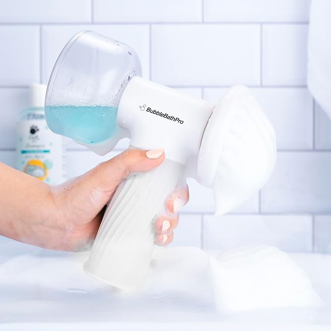 TechCare Massager Dog Brush with Auto Foam Shampoo Dispenser – Pet Bath & Massage Brush for Dogs and Cats – Soft Silicone Grooming Tool for Easy Cleaning and Relaxing Massage