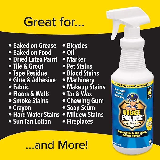 BulbHead Grease Police Magic Degreaser Super-Concentrated Degreaser and Cleaner Spray For Kitchen, Bathroom, and More - Emulsifies Grease & Grime on Contact, No Hard Work