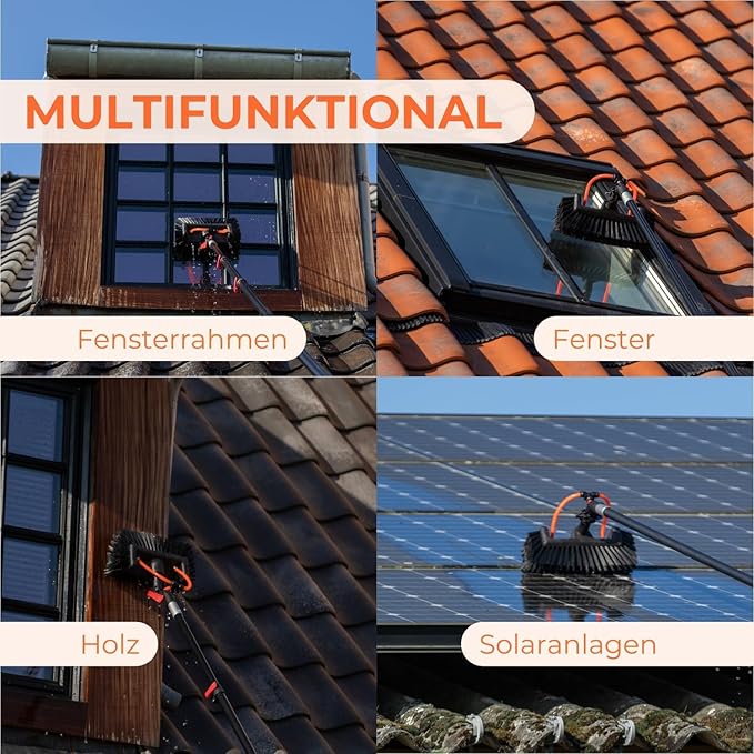 9M Telescopic Window Cleaning Pole Hose Fed Water fed Extendable Solar Panel Conservatory Brush Kit Roof Cleaning Tools