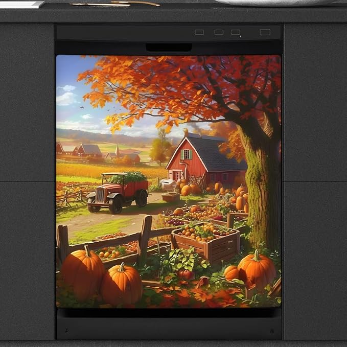 Autumn Golden Farm Dishwasher Magnet Cover for The Front Magnetic Dishwasher Door Covers Dish Washer Sticker Wrap Home Decorative Appliances Panel Decal Kitchen Decor 23" x 26" (Magnetic)