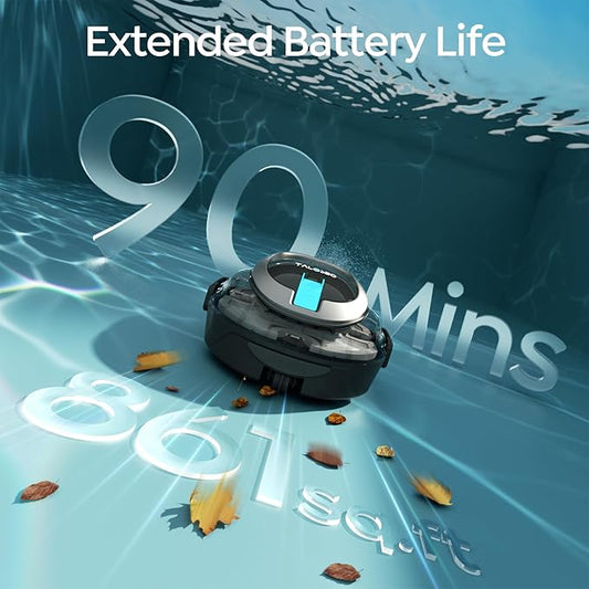 [2026 New] TALOSBO S2 Robotic Pool Cleaner – Dual-Layer Filtration, 90-Min Runtime, Powerful Cordless Pool Vacuum for Above-Ground & Flat Pools, Efficient Debris Removal & Auto-Parking Design