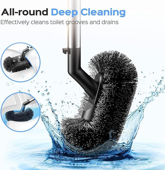 HAMITOR Toilet Plunger and Brush Set: 2 Pack 2 in 1 Stainless Steel Rustproof Combo with Curved Bristles - Heavy Duty Toilet Unclogging for Family Bathroom - Compact Apartment Cleaning Accessories
