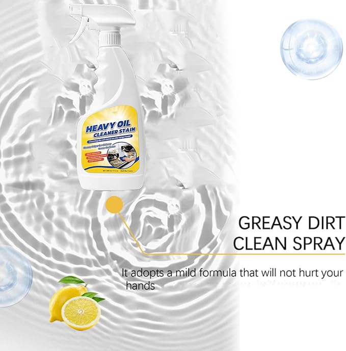 500ML Heavy Oil Cleaner Stain, Effective Multi-Purpose Cleaner with Spray,Clean Kitchen Up Oil Stains,All Purpose Grease Cleaning Heavy Duty,Grease Remover Kitchen for Multi-Surface Cookware (1PCS)