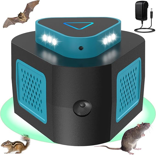 2025 360°Ultrasonic Pest Control Repellent Plug in for Rodent Mice Rat Spider Ant Bug Squirrel Bats Roach,4 Mode Switching Mouse Repellent Device for Basement House Garage Kitchen(1pcak)