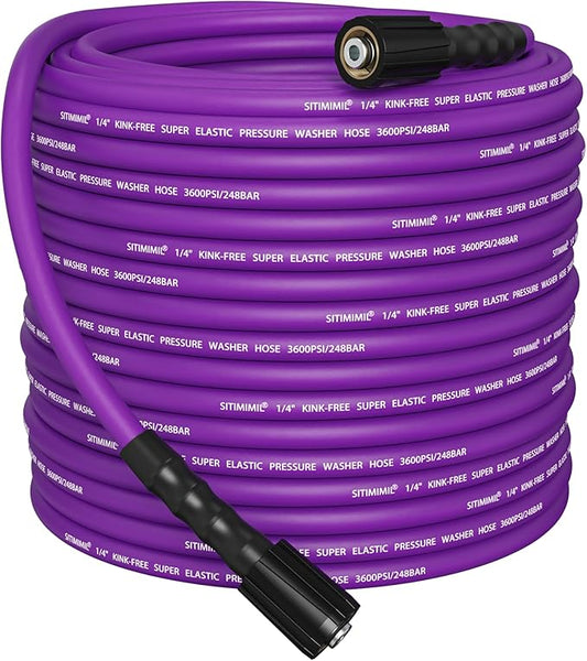 SITIMIMIL® Kink Resistant Super Flexible 1/4" Pressure Washer Hose 100FT, 3600PSI, M22-14mm, Universal Electric Power Washer Hose Replacement for Ryobi, Troy Bilt, Greenworks, More High Pressure Hose