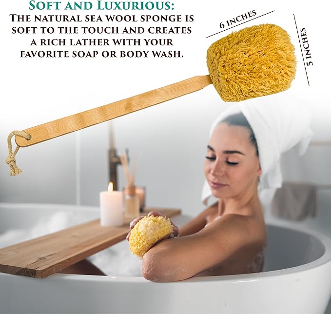 The Grecian Soap Company Natural Sponge on a Stick - Sea Wool