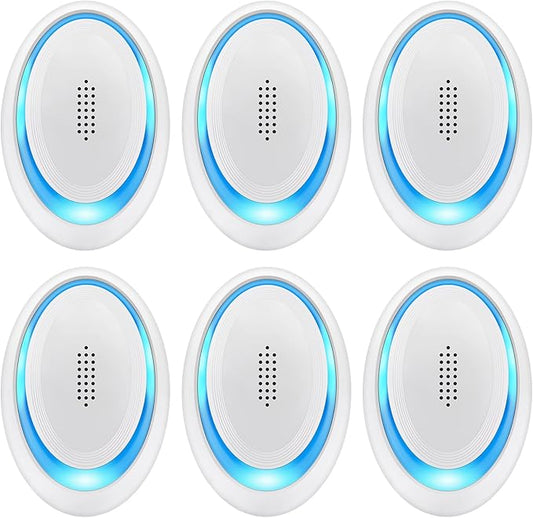 2025 Upgraded Ultrasonic Pest Repeller Indoor Ultrasonic Repellent, Mouse Repellent for Roach, Rodent, Mouse, Mosquito, Mice, Spider, Ant, Bugs Electronic Plug-in Pest Control 6 Pack (Bright White)