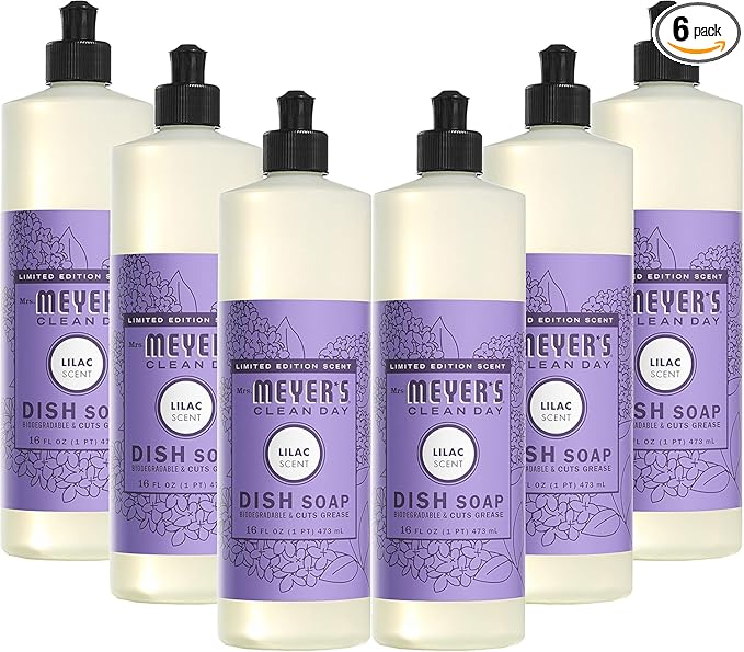 Mrs. MEYER'S CLEAN DAY Liquid Dish Soap, Lilac, 16 fl. oz - Pack of 6