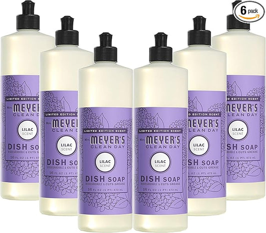 Mrs. MEYER'S CLEAN DAY Liquid Dish Soap, Lilac, 16 fl. oz - Pack of 6