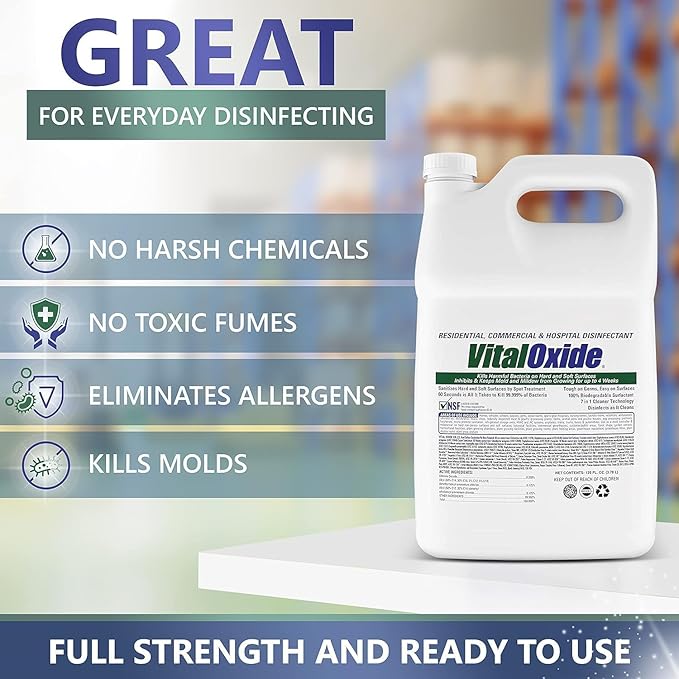 Vital Oxide 55 Gallon Drum Hospital Grade Disinfectant| Deodorizer, Food-Contact Sanitizer| Kills 99.9% of Viruses and Bacteria| Kills Mold & Mildew,| Odorless