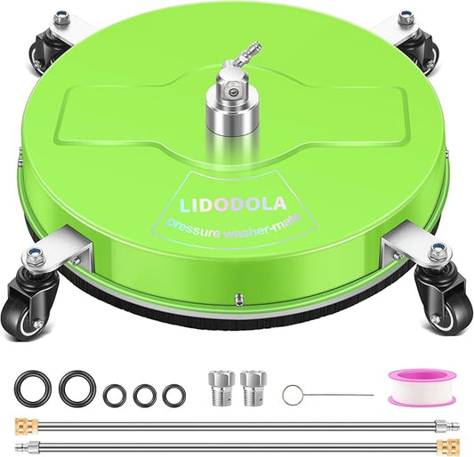 19'' Pressure Washer Surface Cleaner with 4 Wheels - Stainless Steel Surface Cleaner for Pressure Washer Attachment for Concrete, Driveway, Patio, Sidewalk, Deck and Driveways (19 INCH GREEN)