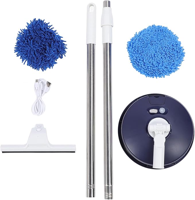 Electric Car Cleaning Brush, Telescopic Handle Cordless Cleaning Brush Scrubber Automatic Rotating Car Wash Brush Mop Cleaning Tool for Home Car Glass Tile Floor (Blue)