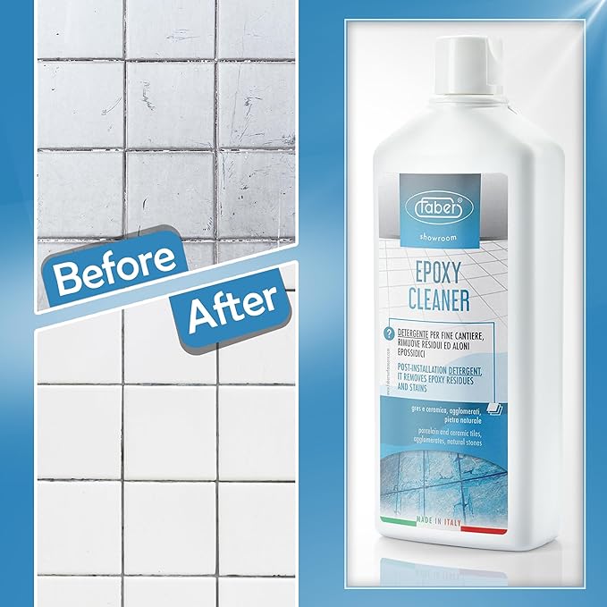 FABER Epoxy Remover – Epoxy Resin Haze Remover and Post Construction Cement Grout Cleaner to Renew Refresh & Restore Natural Shine of Porcelain Ceramic Tile Floor - Heavy Duty Alkaline Compound
