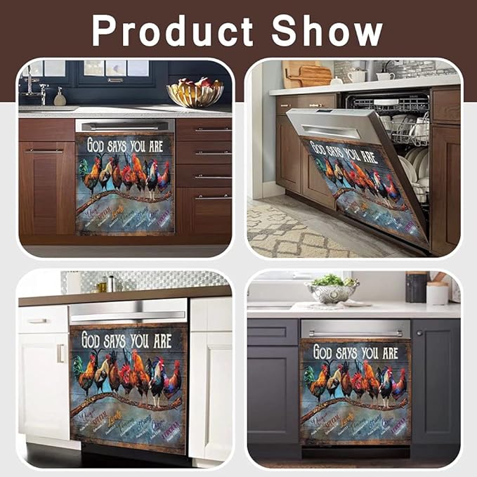 Bless This Home Dishwasher Magnet Vinyl Panel Fridge Decal,Flower Birds Dish Washer Cover Refrigerator Magnetic,Kitchen Decor Sticker Home Appliance Magnets 23"x17"
