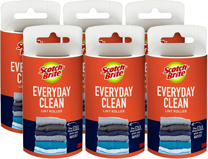 Scotch-Brite Everyday Clean Lint Roller Refills,420 Sheets Total, 6 Pack | Lint Remover for Pet Hair, Dark Clothes, Furniture and Dusty Surfaces, Picks Up Fur & Fluff in Your Home, Car, & Office by Unknown