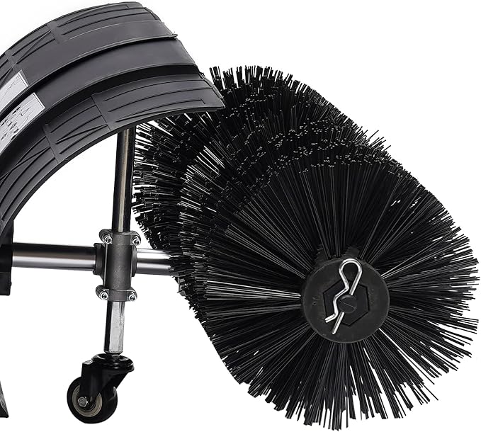 2-Handles 52CC Gas Power Broom, 2.5HP Gas Power Sweeping Broom Walk Behind Broom Driveway Turf Grass Cleaning Sweeping Machine Rotatable Brush Head, 10500rpm