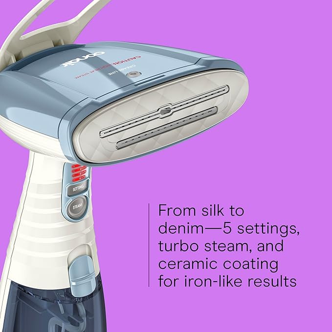 Conair Handheld Garment Steamer for Clothes, Turbo ExtremeSteam 1875W Fabric Clothes Steamer, Portable Handheld Design, Strong Penetrating Steam, Blue