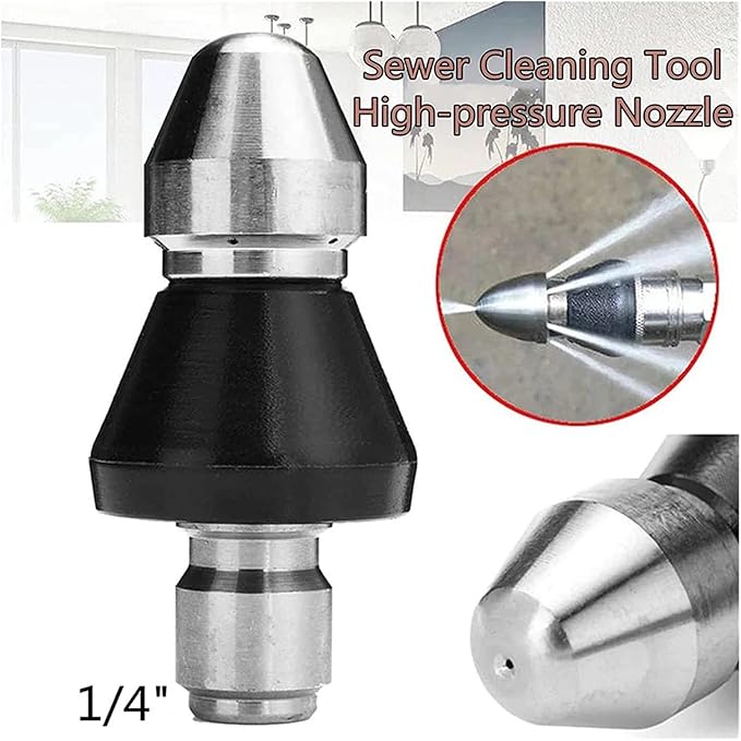 Sewer Cleaning Tool High Pressure Turbo Washer Nozzle Gutter Cleaning Tool Massage Clogged Pipes Opens Clogging Of Sewage Pipes(1 Front 3 Rear)