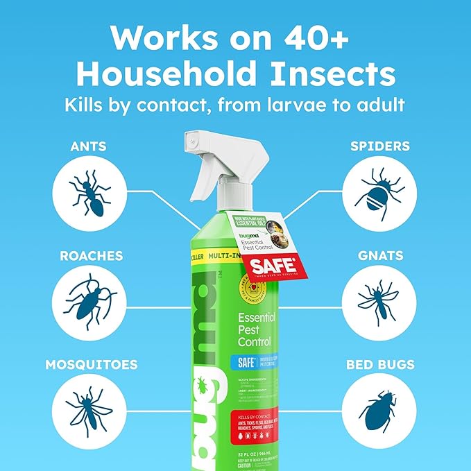 BugMD Ant Spray ?€? Insect & Pest Spray Indoor Safe for Pets, Roach & Spider Killer, Plant-Based Insect Repellent for Home, Flea & Fly Sprayer with Clove Oil, Plant-Based Essential Oil Formula 32 fl oz