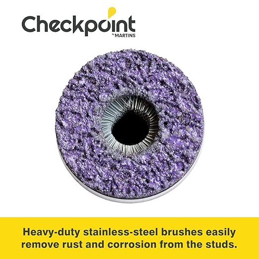 Checkpoint – 2-in-1 Stud and Hub Cleaning Tool for Cars, SUVs & Trucks – One-Piece Design, Removes Rust & Corrosion, Long-Lasting Abrasive Pad (Car Model)