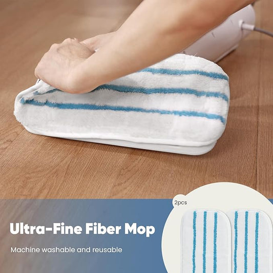 DUMOS Steam Mop for Floor Cleaning, Detachable Handheld Steam Cleaner, Suitable for All Floors Like Tiles, Hardwood, Stone, Lightweight with 2 Washable Pads,White and Green