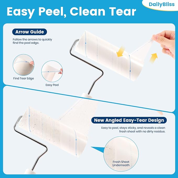 Extra Sticky Large Surface Lint Roller for Pet Hair, 500 Sheets | Easy Spiral Tear, 6.3" Wide Lint Roller, Cat & Dog Hair Remover for Clothes, Carpet, Giant Lint Remover with Storage Base - Image 3