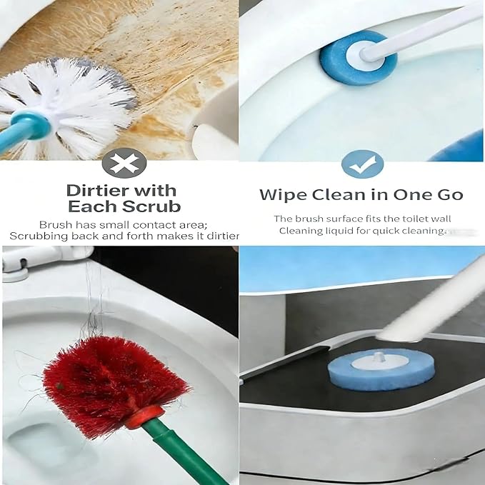 Disposable Toilet Brush Cleaning System, Includes 56 Detergent Refills, Hygienic Replaceable Brush Heads, Wall-Mounted Rotating Holder Set, Bathroom Maintenance, Toilet Cleaner