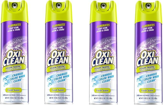OxiClean Foam-Tastic Foaming Bathroom Cleaner, Fresh Scent, 19 oz (4 Pack)