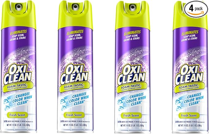 OxiClean Foam-Tastic Foaming Bathroom Cleaner, Fresh Scent, 19 oz (4 Pack)