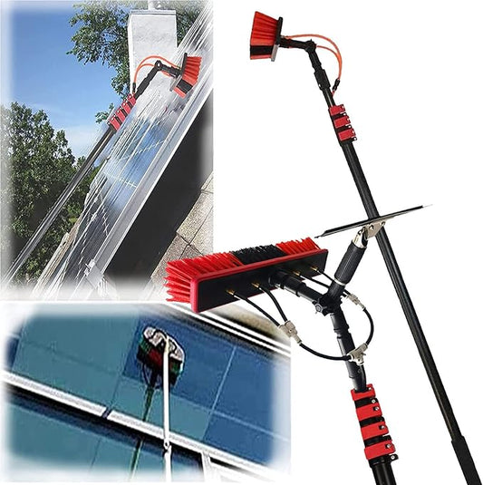Solar Panel Cleaning Brush 23.6ft Aluminium Telescopic Pole for Cleaning Windows Solar Panels Greenhouse Roof Cleaning Tool / 35cm Brush Head,35cmbrushhead-3.6M/12FT