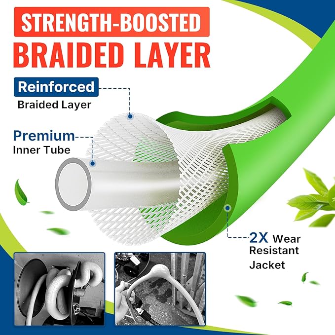 YAMATIC Flexible Pressure Washer Hose 30FT 1/4", 3200 PSI, M22-14mm Female Ends, Kink-Resistant Replacement for Gas/Electric Power Washer Troy-Bilt Ryobi Craftsman