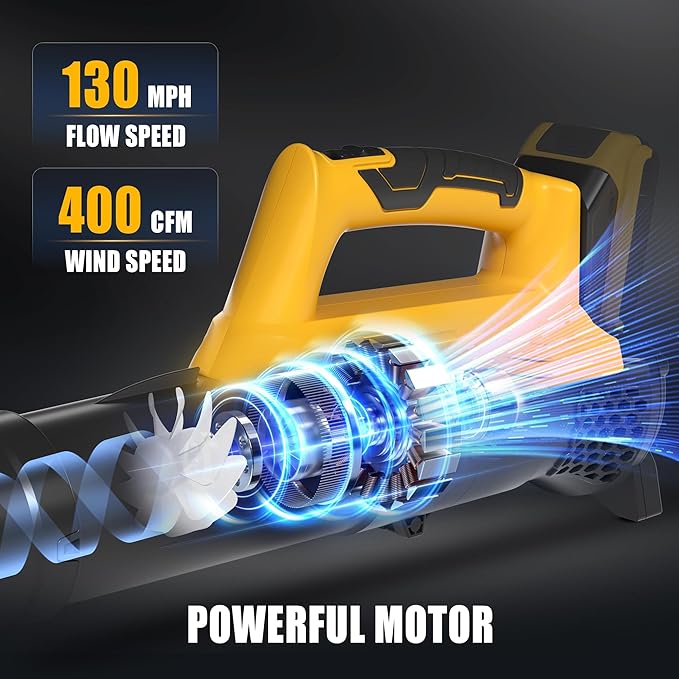Cordless Leaf Blower(No Battery) Compatible with Dewalt 20V MAX XR Battery - 400 CFM/130 MPH Electric Leaf Blowers for Deck, Patio, Driveway,Yard,Garage Cleaning (Tool Only)