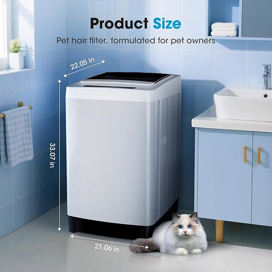 Portable Washing Machine - Compact Home Laundry Washer for Apartment,1.5 Cu.ft, Small Clothes Washer with Drain Pump for Bathroom, Dorms,RVs,White
