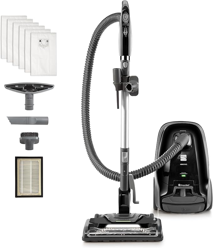 Kenmore BC3006 400 Series Pet Friendly Lightweight Bagged Canister Vacuum Cleaner 2-Motor Design with Hair Eliminator Brushroll, HEPA Filter, LED Headlight, Extended Wand and Auto Cord Rewind