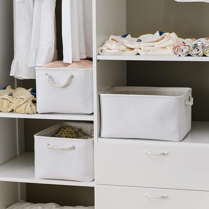 TheWarmHome Fabric Storage Bin, Large 1 Pack 15.7L*11.8W*8.3H Storage Basket for Home Storage and Organization, Shelf Basket with Cover for Living Room Bedroom Closet???White