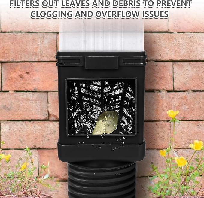 Downspout Filter,Leaf Removers,Downspout Filters, Downspout Screen Filters,2X3 and 3X4 drainpipe, (2-pack black)