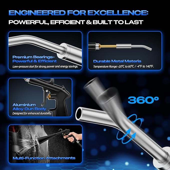 Detailing Car Cleaning Gun Interior Dryer Air Blow Gun,High Pressure Blower Gun,Air Pulse Car Washing Equipment,Car Detailing Tools for Quickly Blowing Out Dirt and Dust Working with Air