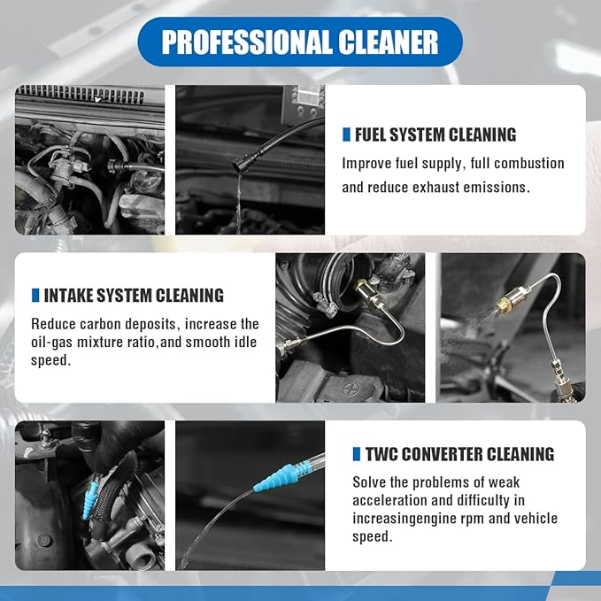 Fuel Injector Cleaner Kit, Non-Dismantle Fuel Injection System Cleaner Tester 1L 150PSI Fuel Injector System Cleaning Machine Tool Catalytic System Cleaner Converter Cleaner for Gasoline Cars Vehicle
