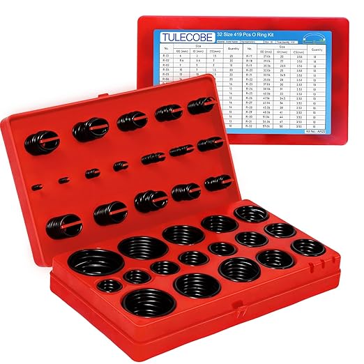 32 Size 419 Pcs Universal Metric Nitrile Rubber(NBR) O Ring Assortment Kit for Various car Auto Hydraulic Faucet Plumbing Pressure Washer Air or Gas Sealing Repair