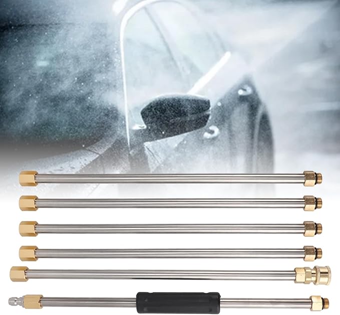 Pressure Washer Wand with Gutter Cleaner Attachment, 90 Inch Rod for Power Washer Lance, Wall Roof Gutter Cleaning Tool