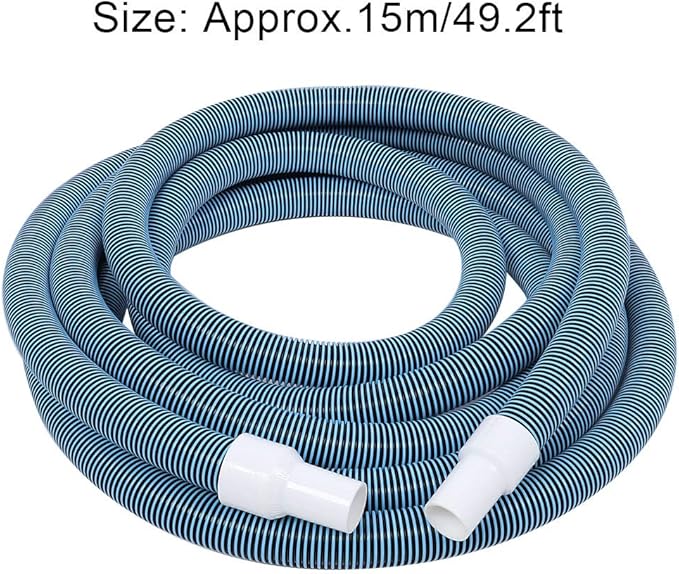 Swimming Pool Hose Vacuum Suction 15m Premium Floating Wavy Design Heavy Duty Plastic Pool Cleaning Tool for Outdoor Bubble Hot Spring SPA Bath Small Swimming Pools